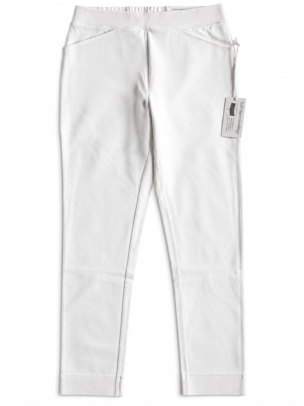 Soft Surroundings Full Length Straight Leg Pull-On Stretch Pants White Medium